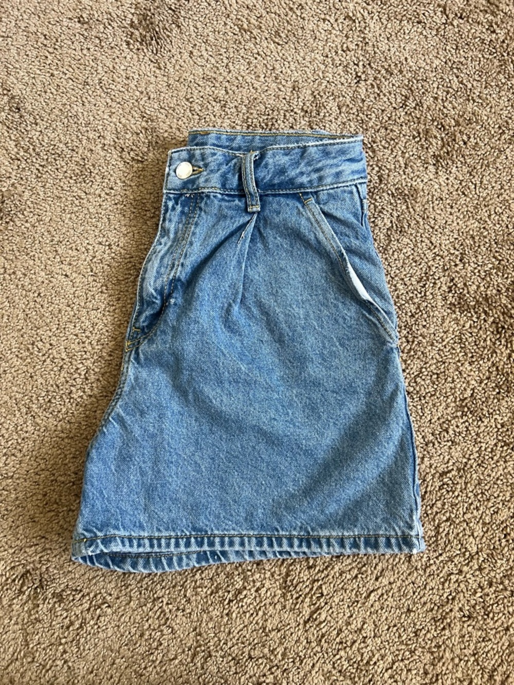 Zara Light Blue Denim Skirt with Contrast Stitching